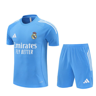 Ensemble Maillot Short Real Madrid Homme/Enfant 2025 2026 Bleu Ciel