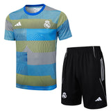 Ensemble Maillot Short Real Madrid Homme/Enfant 2025 2026 Bleu Jaune 1