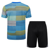 Ensemble Maillot Short Real Madrid Homme/Enfant 2025 2026 Bleu Jaune 2