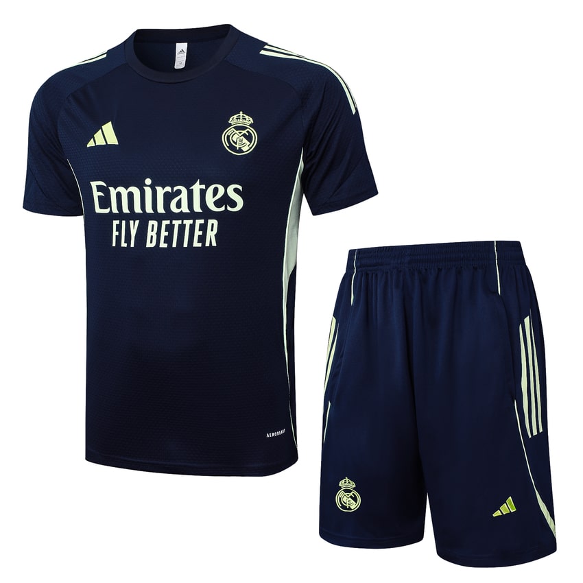 Ensemble Maillot Short Real Madrid Homme/Enfant 2025 2026 Bleu Sombre