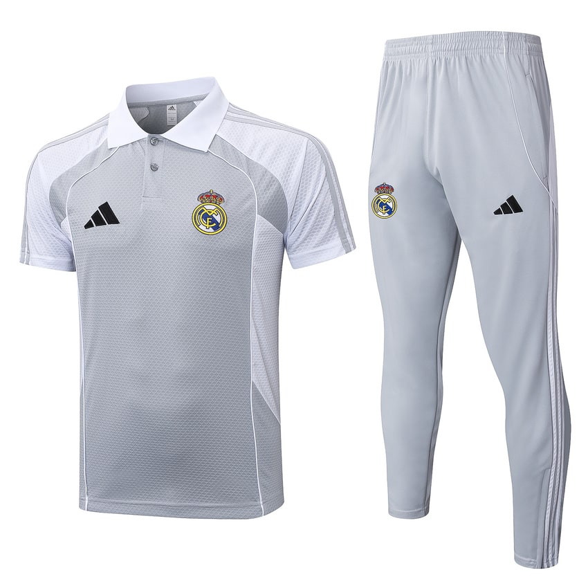 Polo Real Madrid Homme 2025 2026 Gris Blanc