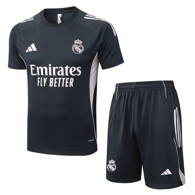 Ensemble Maillot Short Real Madrid Homme/Enfant 2025 2026 Noir Clair