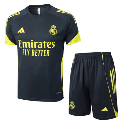 Ensemble Maillot Short Real Madrid Homme/Enfant 2025 2026 Noir Foncé