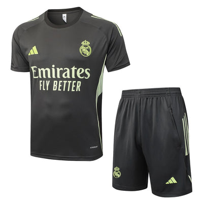 Ensemble Maillot Short Real Madrid Homme/Enfant 2025 2026 Noir Jaune