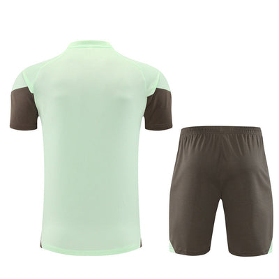 Ensemble Maillot Short Real Madrid Homme/Enfant 2025 2026 Vert Ciel Kaki