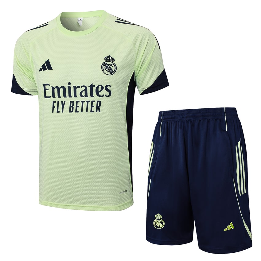 Ensemble Maillot Short Real Madrid Homme/Enfant 2025 2026 Vert Clair