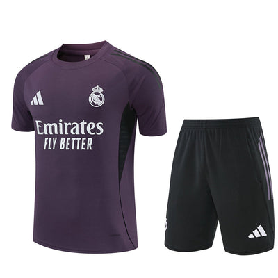 Ensemble Maillot Short Real Madrid Homme/Enfant 2025 2026 Violet Noir