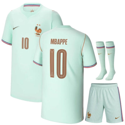 Nouveau Maillot Kit Enfant France Mbappe Exterieur Vert Coupe du Monde 2026