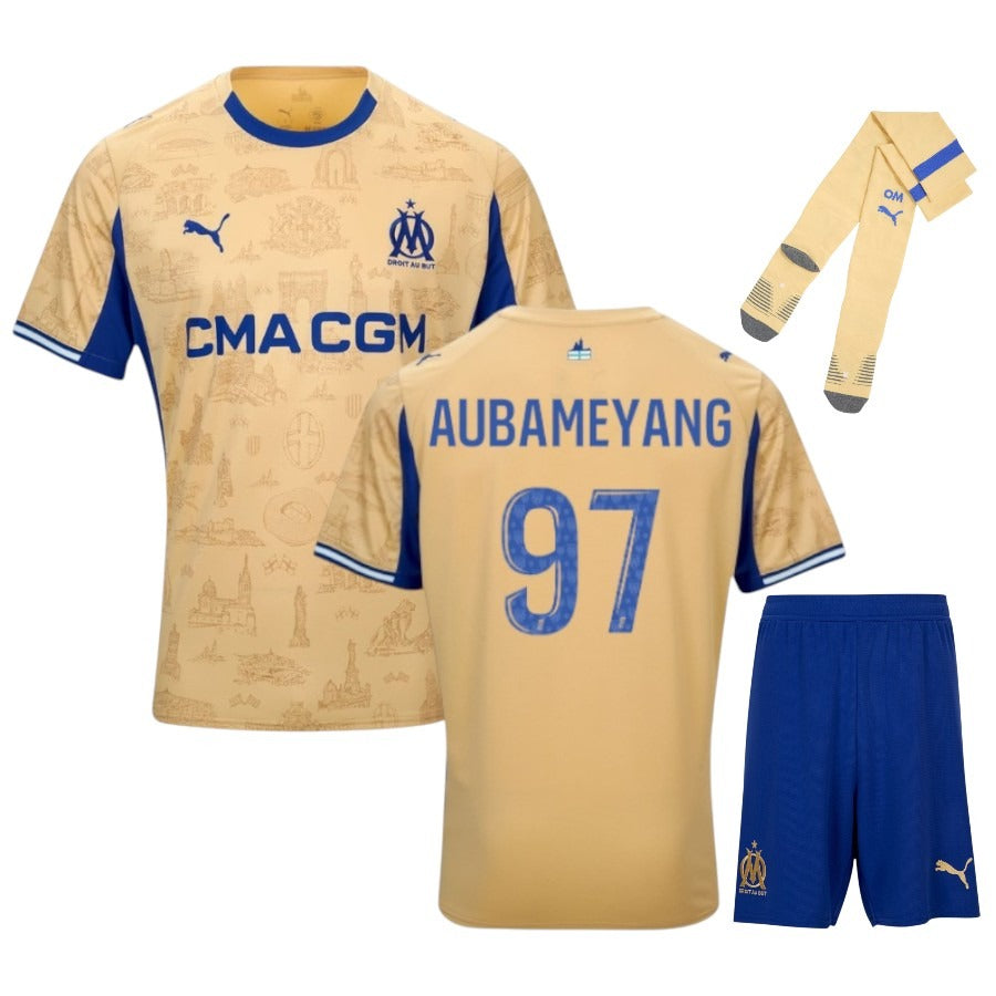 Maillot Kit Enfant Marseille Aubameyang Or Fourth 2025 2026