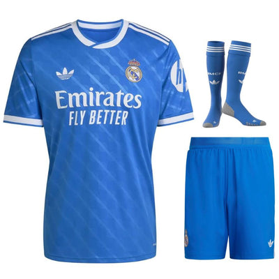Maillot Kit Enfant Mbappe Real Madrid Third Bleu 2025 2026 | Foot Sport
