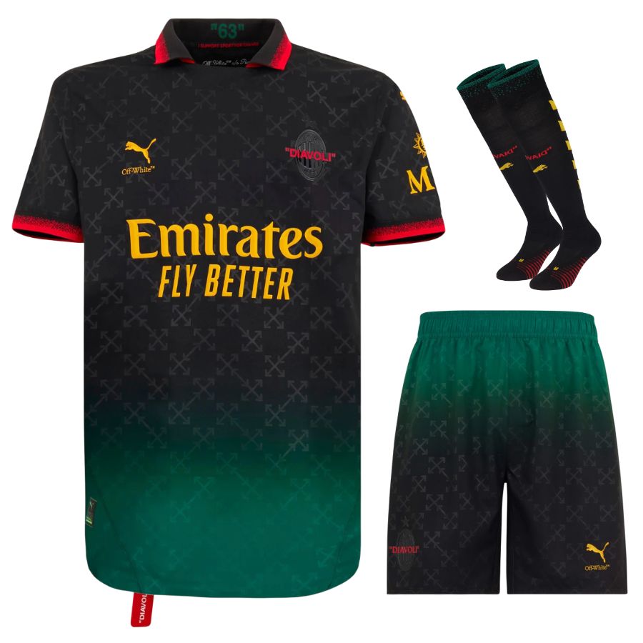 Maillot Kit Enfant Ac Milan Fourth Off-White 2024 2025 Noir | Foot Sport