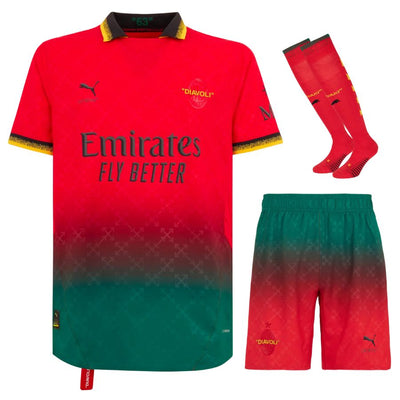 Maillot Kit Enfant Ac Milan Fourth Off-White 2024 2025 Rouge | Foot Sport