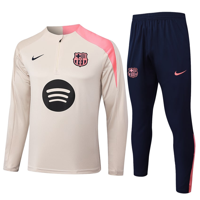 Survetement Barcelone Training Homme/Enfant 2025 2026 Beige Rose | Foot Sport