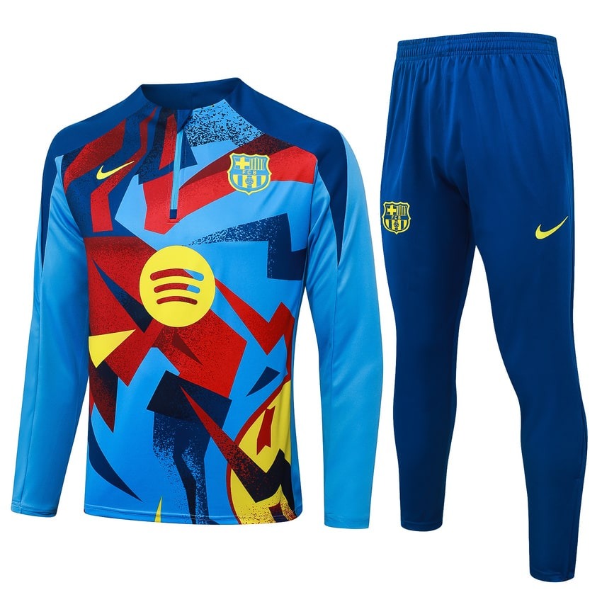 Survetement Barcelone Training Homme/Enfant 2025 2026 Bleu Motif