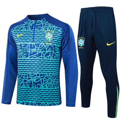 Survetement Bresil Training Homme/Enfant 2024 2025 Bleu Vert
