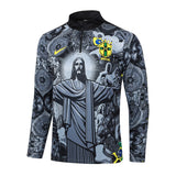 Survetement Bresil Training Homme/Enfant 2024 2025 Gris Motif 3
