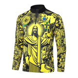 Survetement Bresil Training Homme/Enfant 2024 2025 Jaune Motif 3