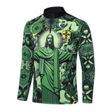 Survetement Bresil Training Homme/Enfant 2024 2025 Vert Motif 3