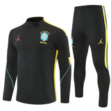 Survetement Bresil Training Homme/Enfant 2026 2027 Noir Jaune 1