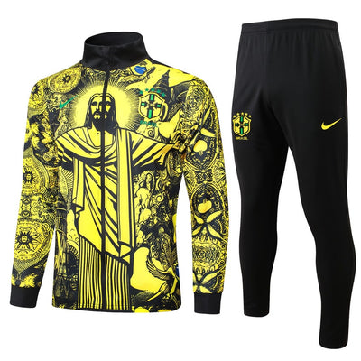 Survetement Bresil Veste Homme/Enfant 2024 2025 Jaune Motif