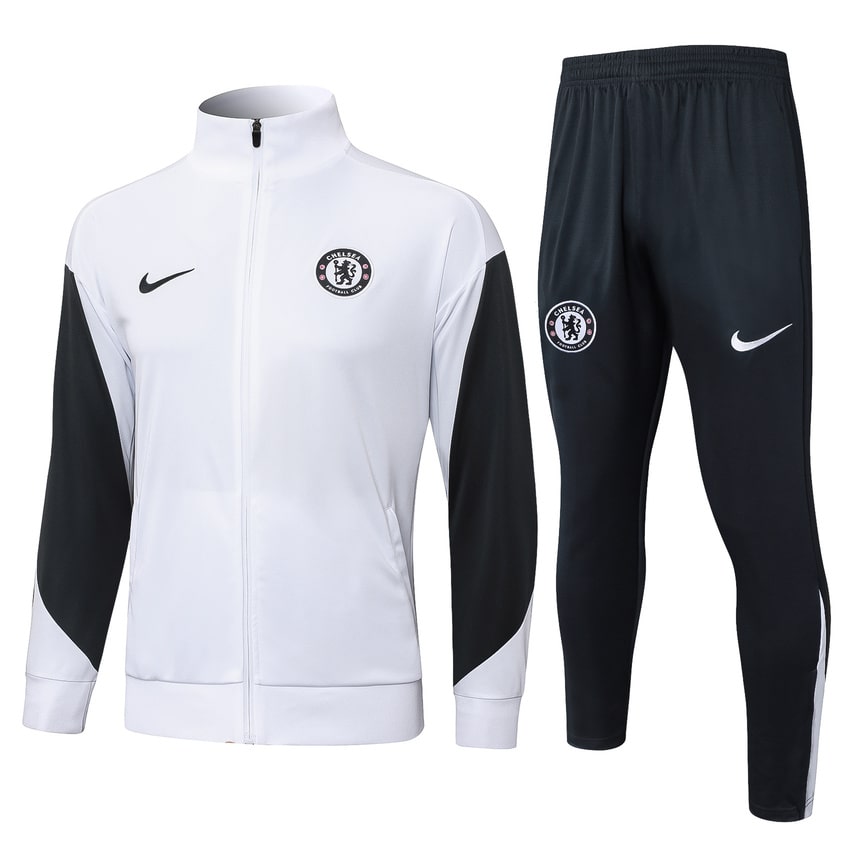 Survetement Chelsea Veste Homme/Enfant  2025 2026 Blanc Noir | Foot Sport