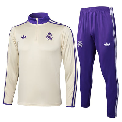 Survetement Real Madrid Training Homme/Enfant 2025 2026 Beige Violet | Foot Sport