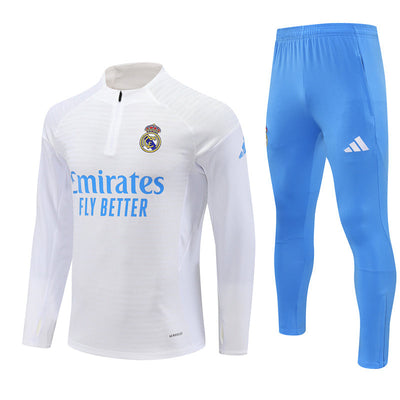 Survetement Real Madrid Training Homme/Enfant 2025 2026 Blanc Bleu Clair
