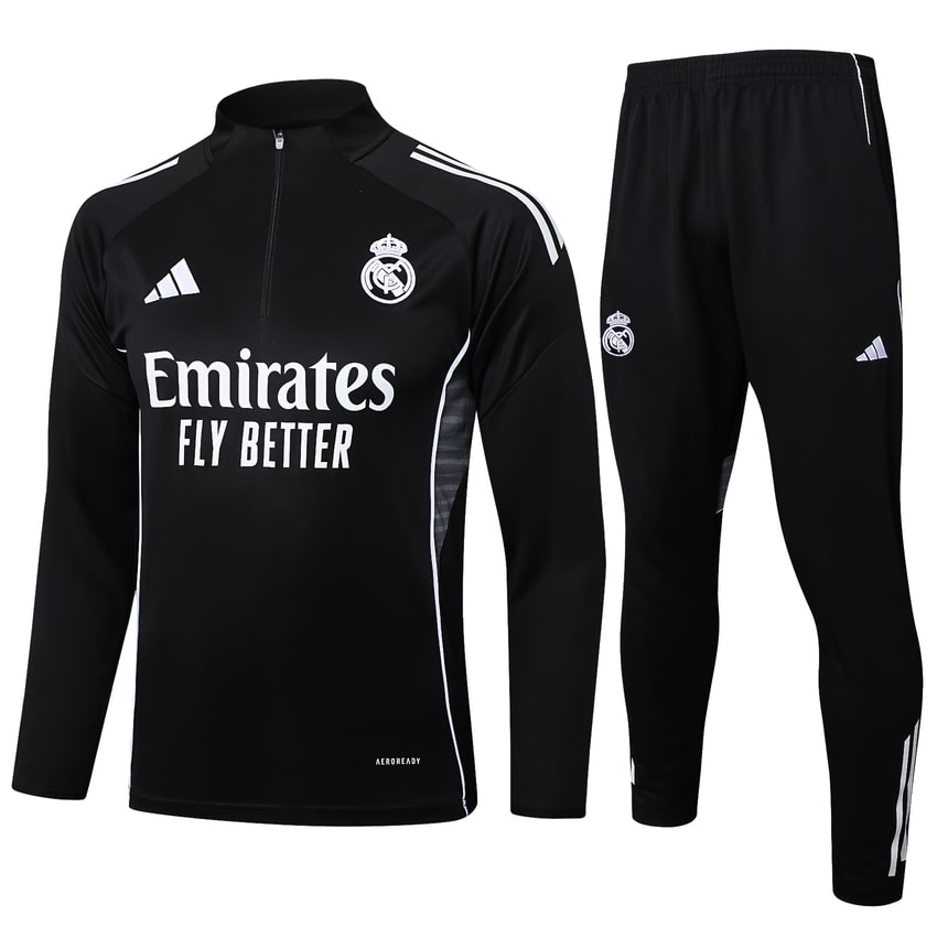 Survetement Real Madrid Training Homme/Enfant 2025 2026 Noir Sombre