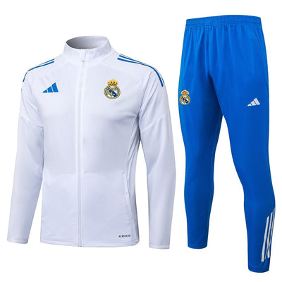 Survetement Real Madrid Veste Homme/Enfant 2025 2026 Blanc Bleu
