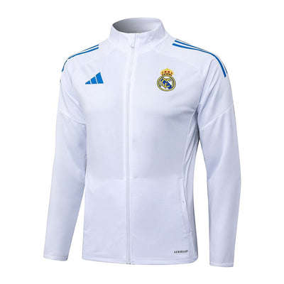Survetement Real Madrid Veste Homme/Enfant  2025 2026 Blanc Bleu