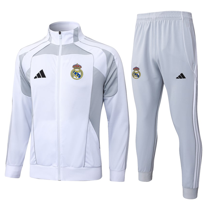 Survetement Real Madrid Veste Homme/Enfant  2025 2026 Blanc Gris