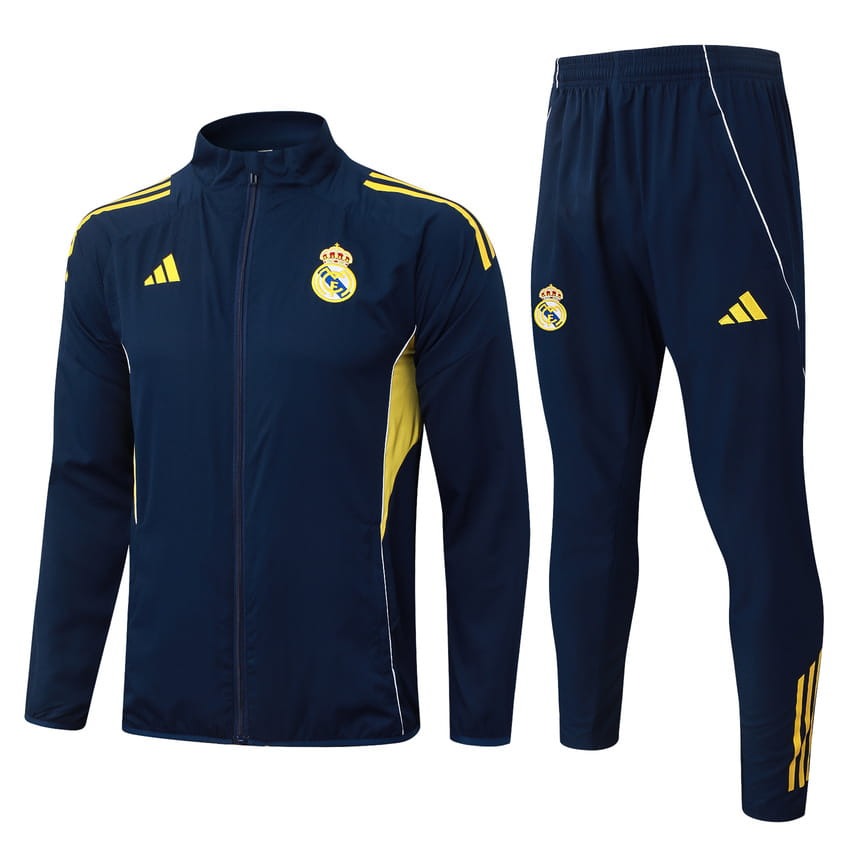 Survetement Real Madrid Veste Homme/Enfant 2025 2026 Bleu Jaune