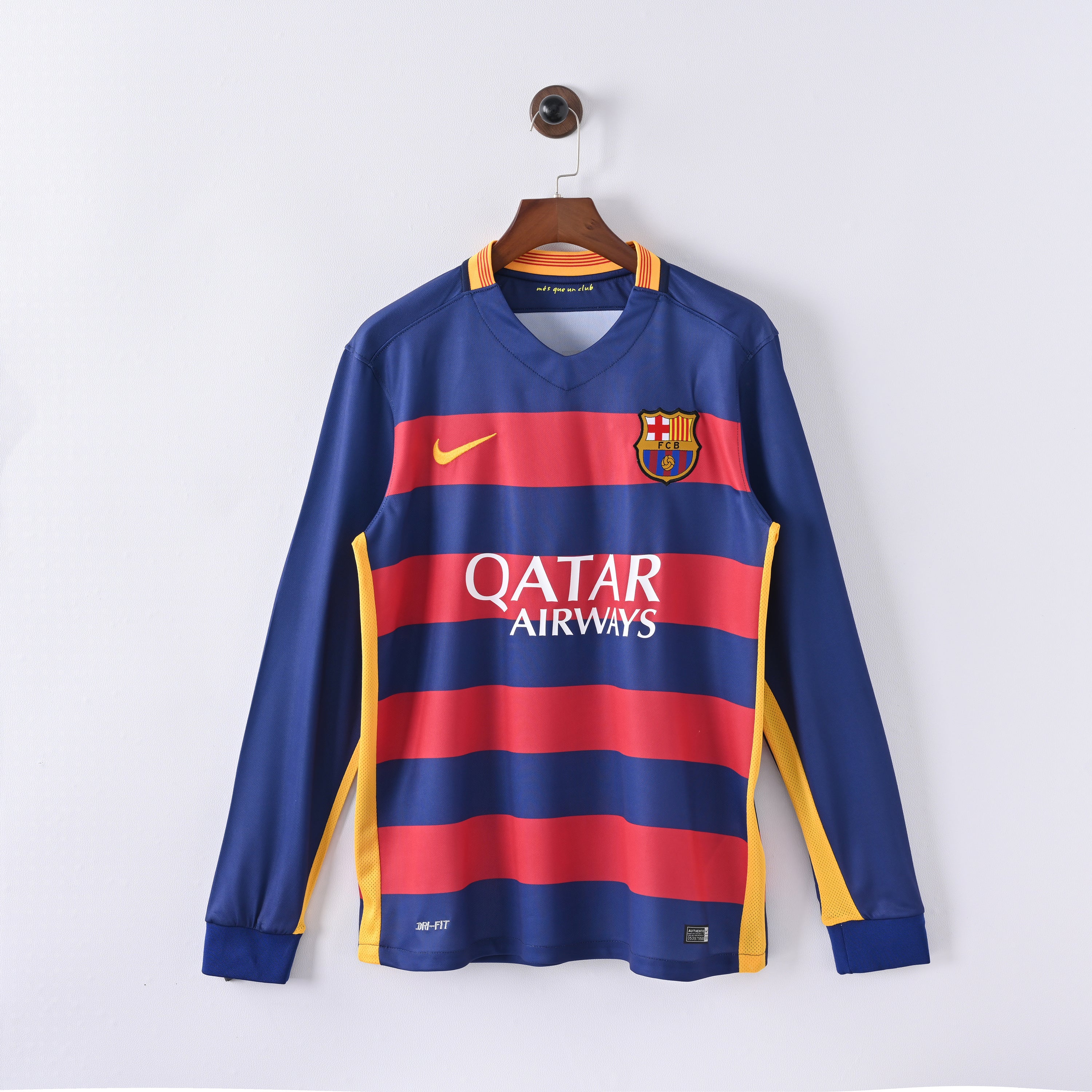 Maillot Barcelone Retro Vintage Manches Longues 2015-2016 Domicile Vintage Homme