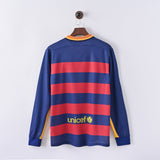 Maillot Barcelone Retro Vintage Manches Longues 2015-2016 Domicile Vintage Homme 2