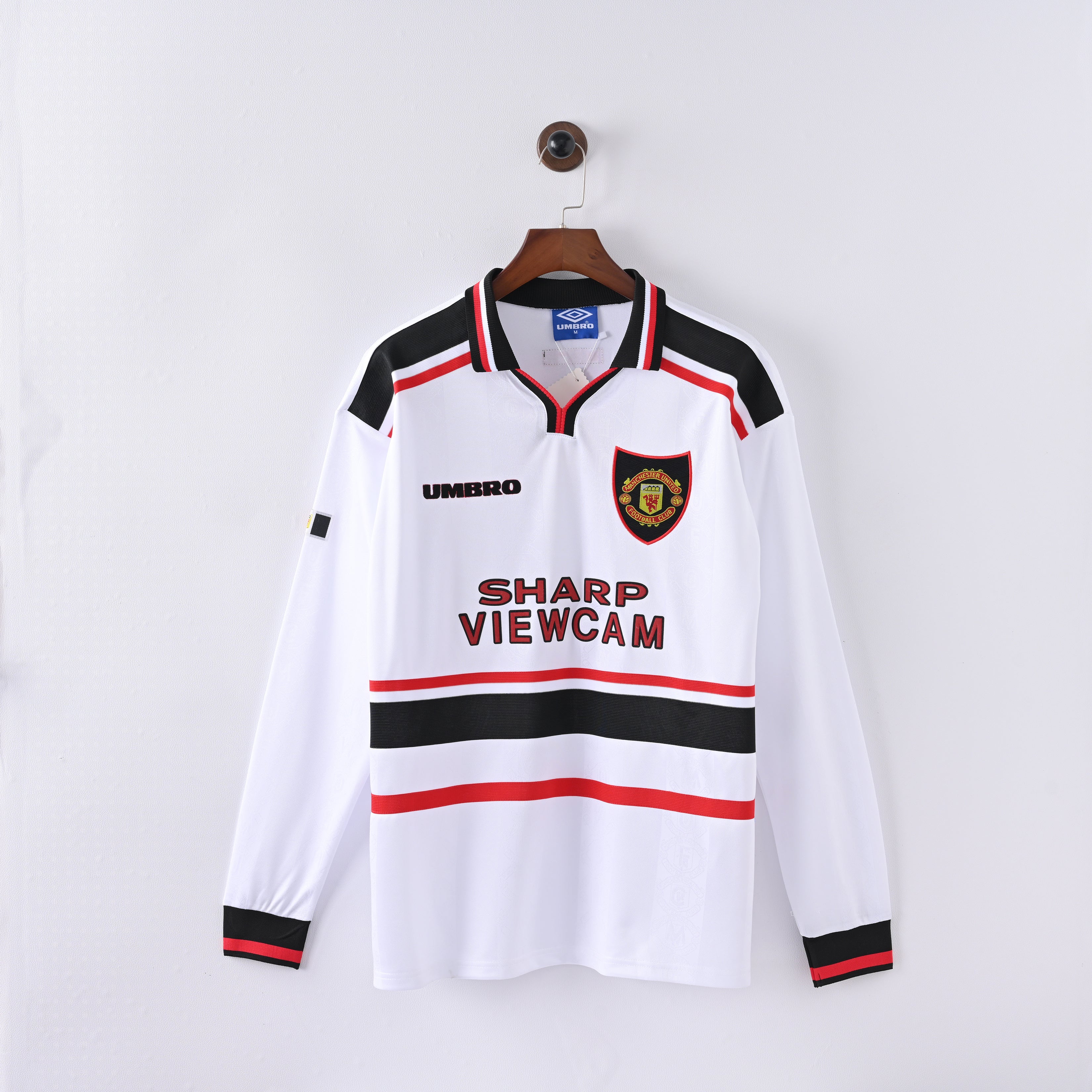 Maillot Manchester United Retro Vintage Manches Longues 1998-1999 Exterieur Homme